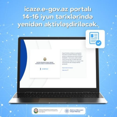   icaze.e-gov.az portal to be reactivated on June 14-16  