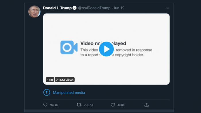     Facebook     y     Twitter     eliminan un video compartido por Trump sobre "un bebé racista"