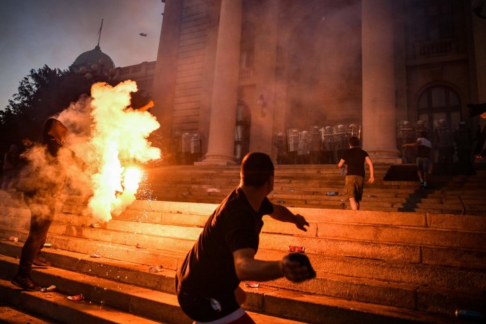  Serbia protests meet violent response in  Europe