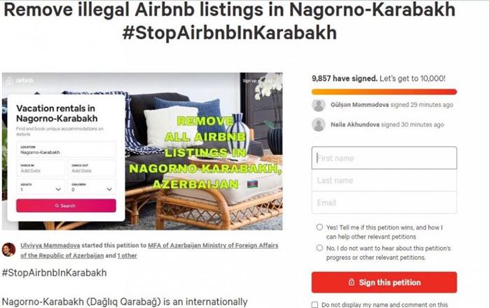   Azerbaijanis in Hungary launched petition to protest advertising occupied territories on Airbnb  