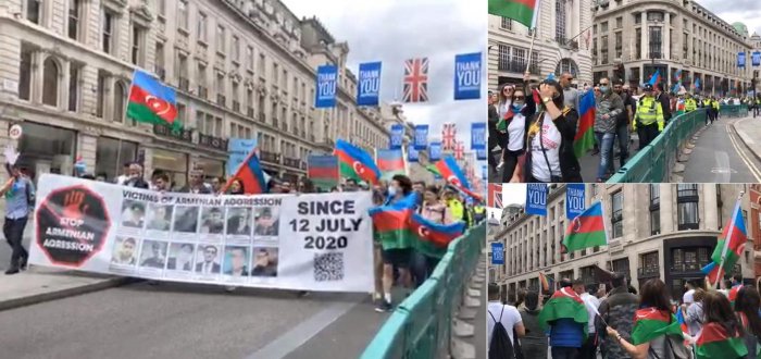   Azerbaijanis stage rally in London to protest Armenian military aggression  