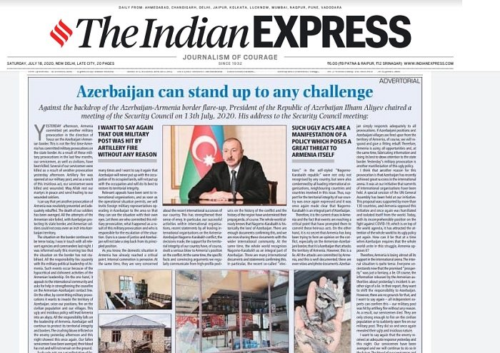"Azerbaijan can stand up to any challenge" - The Indian Express 