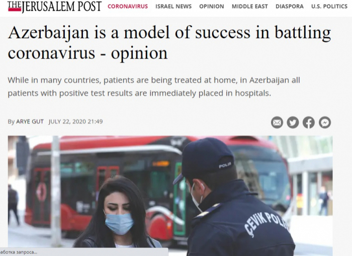     Jerusalem Post:   Aserbaidschan ist ein Beispiel für den Erfolg im Kampf gegen das Coronavirus  