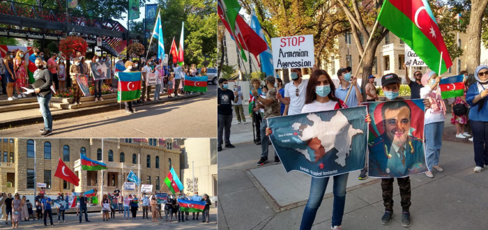   Azerbaijani flag hoisted in the city center in Canada