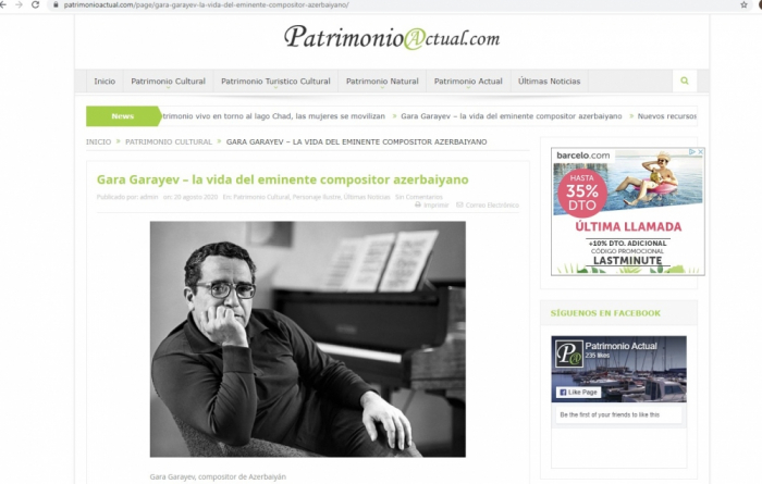   Artículo sobre el eminente compositor azerbaiyano Gara Garayev aparece en la prensa española  