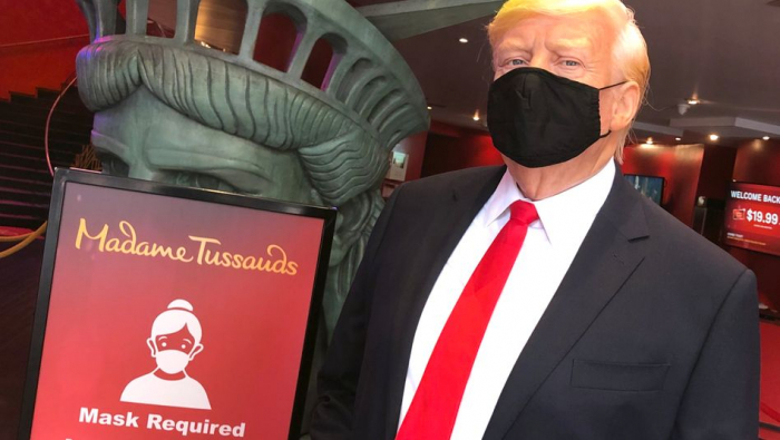   Bei Madame Tussauds trägt Donald Trump Maske  