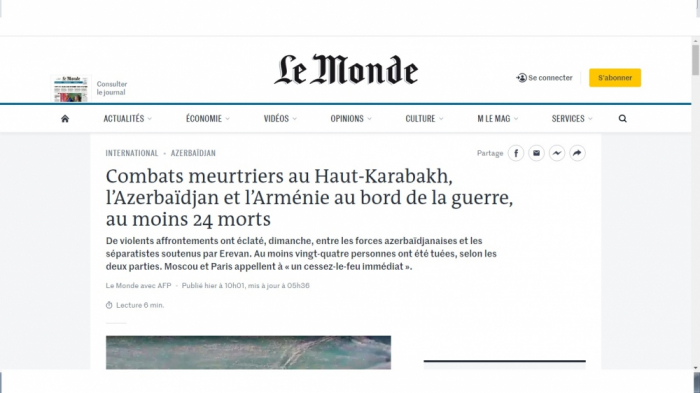   Prensa francesa escribe sobre las provocaciones de Armenia  
