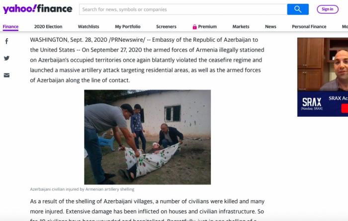       ABŞ mediası:    Ermənistan mülki əhalini öldürür   