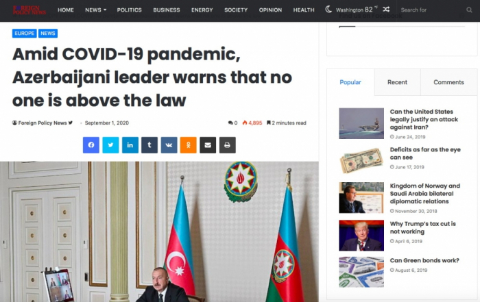  U.S Media highlights President Ilham Alyev