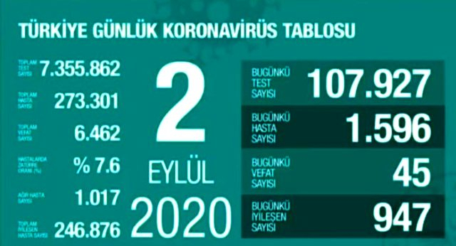    Türkiyədə koronavirusdan daha 45 nəfər ölüb   