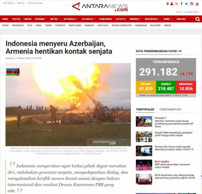   إندونيسيا تدعم تسوية النزاع الأرمني الأذربيجاني على أساس قرارات الأمم المتحدة  