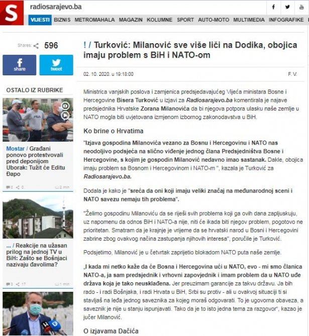   El MAE de Bosnia y Herzegovina apoya a Azerbaiyán  