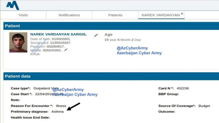  Des hackers azerbaïdjanais révèlent le diagnostic des soldats arméniens:  inaptes au service militaire, malades, toxicomanes  