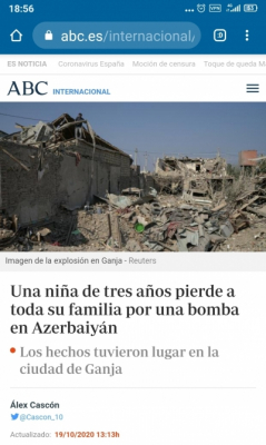   ABC:   “Una niña de tres años pierde a toda su familia por una bomba en Azerbaiyán”