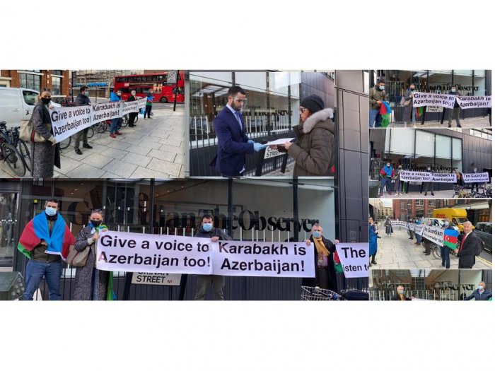Los azerbaiyanos realizaron un mitin frente al edificio Guardian
