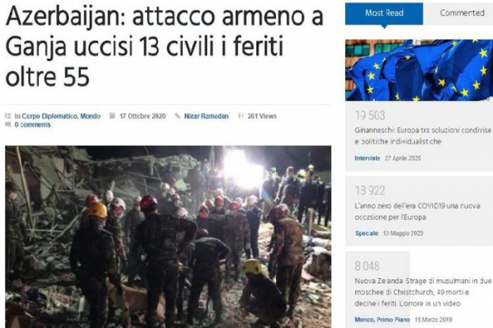  وسائل الإعلام الإيطالية تكتب عن الهجمات الصاروخية على كنجة