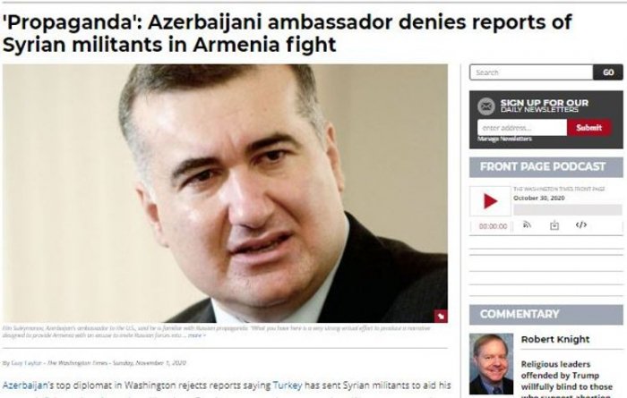 El embajador azerbaiyano en EEUU responde a las acusaciones sesgadas