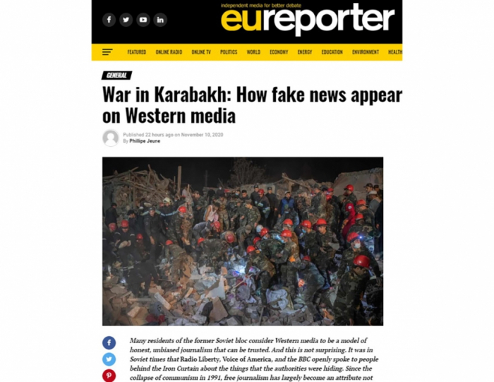 EU Reporter publishes article on fake news  spread on Western media regarding Nagorno-Karabakh