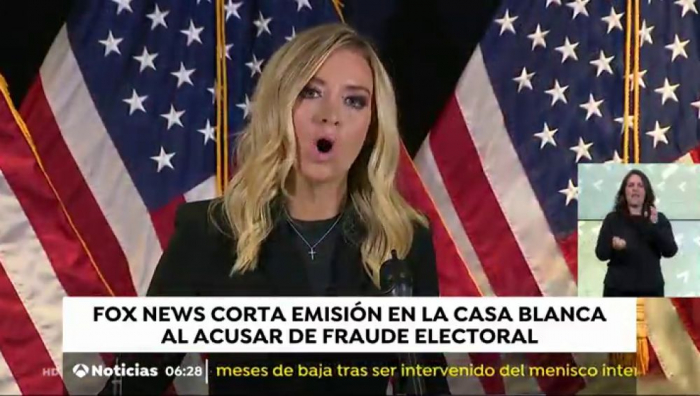  Elecciones EEUU 2020:  Fox News corta la emisión de la rueda de prensa de la portavoz de la Casa Blanca cuando denunciaba