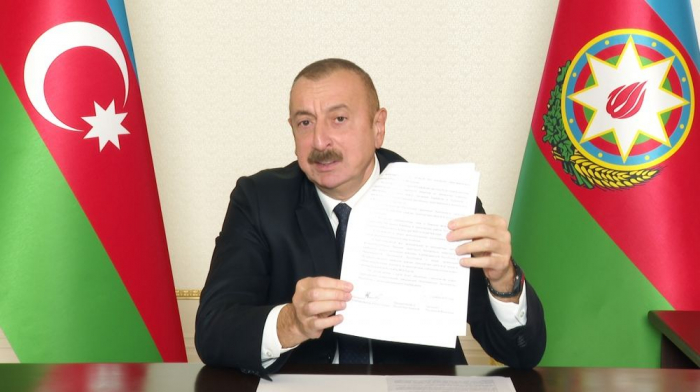     Ilham Aliyev:   Diese Aussage gibt uns die Möglichkeit, unsere anderen besetzten Regionen ohne Blutvergießen zurückzugeben  