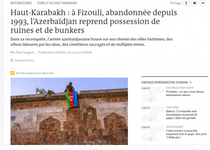     Le Monde:   Los armenios han arruinado Fuzuli  