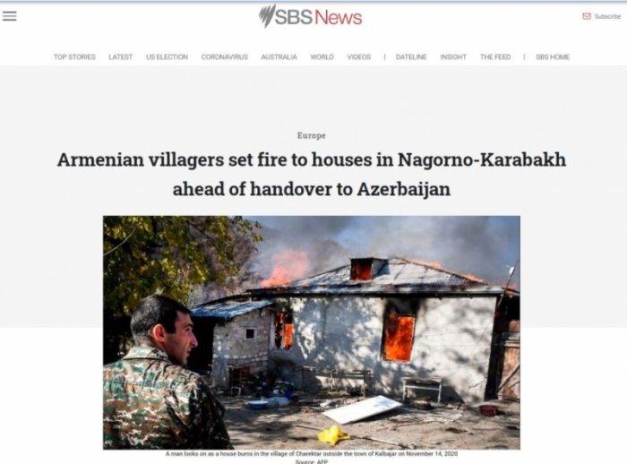 El portal australiano escribe de la quema de Kalbajar por los armenios