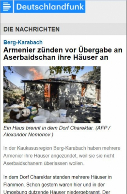  البوابة الألمانية تكتب عن إحراق المنازل من قبل الارمن في كالباجار 