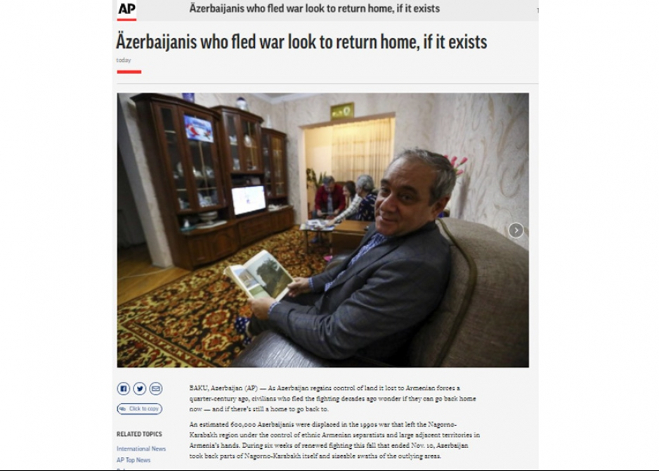  “Associated Press” azərbaycanlı köçkünlərin evlərinə qayıtmaq arzularından yazdı 
