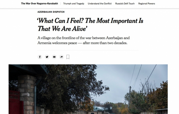  صحيفة نيويورك تايمز كتبت عن قرية جيراقلي بمنطقة أغدام 