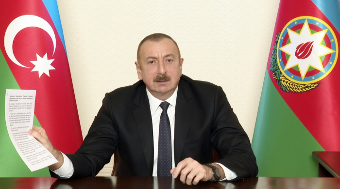     Ilham Aliyev:  "Si alguien quiere interferir en la declaración, verá nuestra postura dura"  