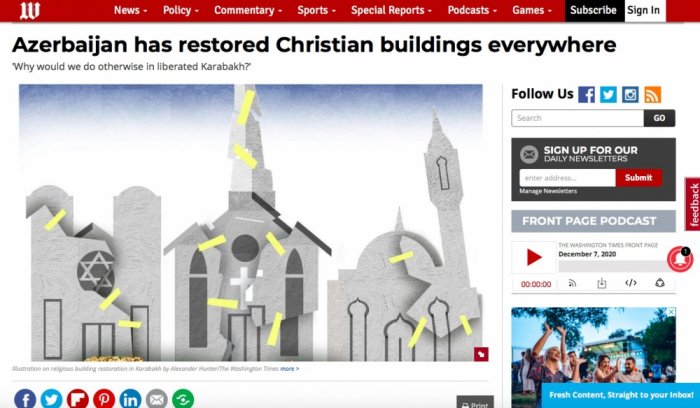  The Washington Times: Azerbaijan has restored Christian buildings everywhere 