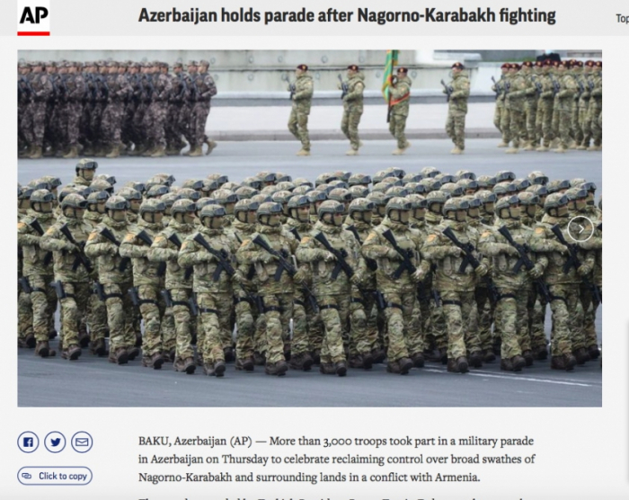  Azerbaijan holds parade after Nagorno-Karabakh fighting - AP 