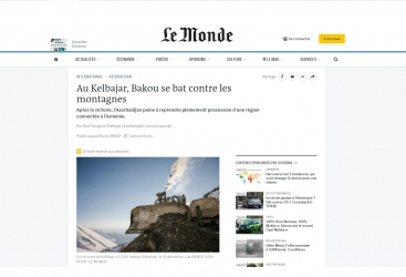  صحيفة "لوموند" الفرنسية تكتب عن الدمار الذي ارتكبه الأرمن في كالباجار 