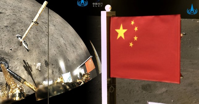 Le troisième drapeau chinois plantée sur la Lune