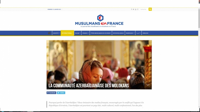 French portal issues article about Molokans living in Azerbaijan