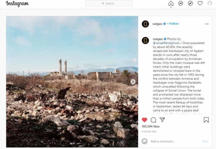  “National Geographic” erməni vandallığını əks etdirən fotolar paylaşdı 