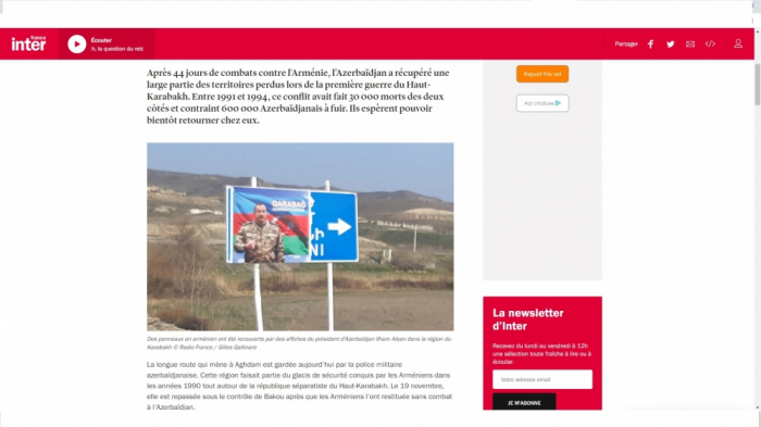    “France Inter” azad edilmiş ərazilərdən reportaj hazırladı   