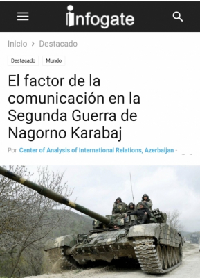 El sitio web de noticias chileno "INFOGATE" ha hecho un reporte detallado sobre la Segunda Guerra de Karabaj