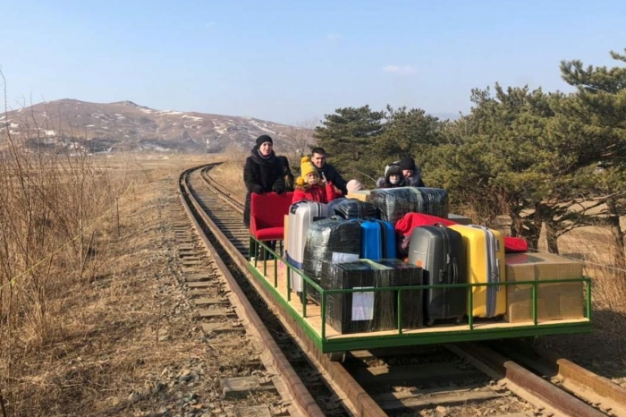 Russian Diplomats flee North Korea by hand-powered rail cart