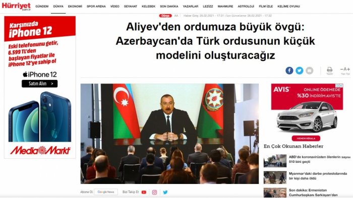    Prezidentin 4 saatdan çox davam edən mətbuat konfransı Türkiyə mediasında   