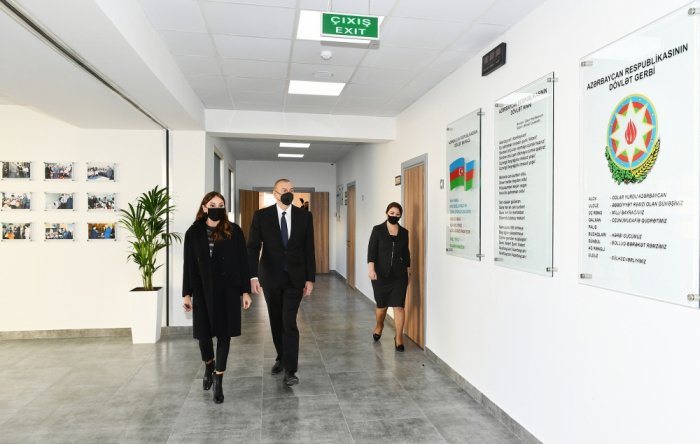 President Ilham Aliyev and first lady view conditions created at school-lyceum in Khirdalan - PHOTOS