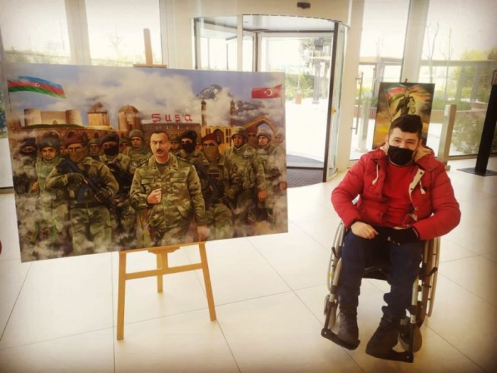  “Vətən müharibəsinə həsr etdiyim tablonu ölkə başçısına təqdim etmək istəyirəm” -  Gənc rəssam  