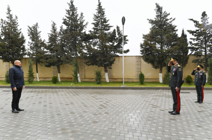  Präsident Ilham Aliyev nimmt an der Eröffnung der neu errichteten Militäreinheit der internen Truppen teil -  FOTOS  