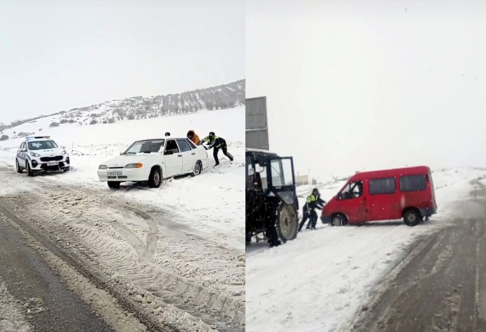 Xızıda polis yolda qalan sürücülərə kömək edib  
