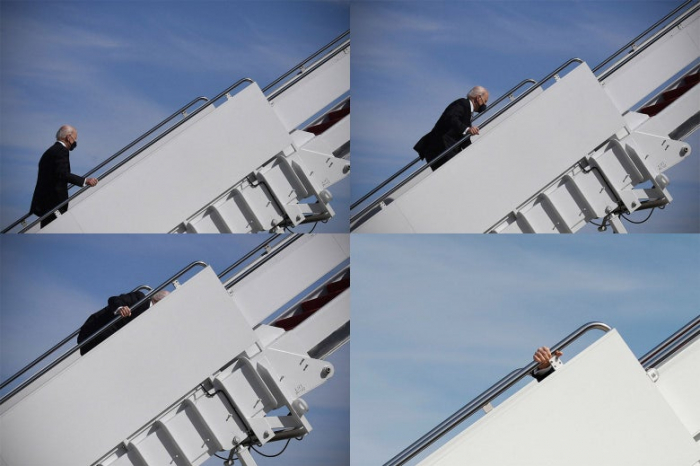   US President stumbles on steps of Air Force One -   VIDEO    