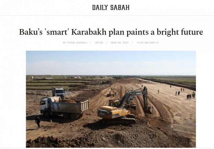   Le journal turc Daily Sabah publie un article sur le développement du Karabagh  