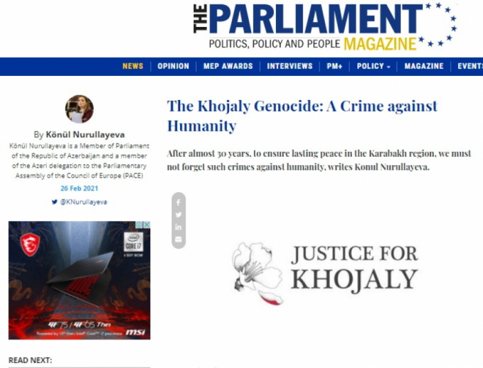 The Parliament Magazine: Khojaly genocide - a crime against humanity