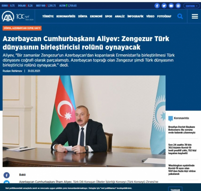  Le discours du président Ilham Aliyev au sommet du Conseil turc couvert dans les médias turcs 