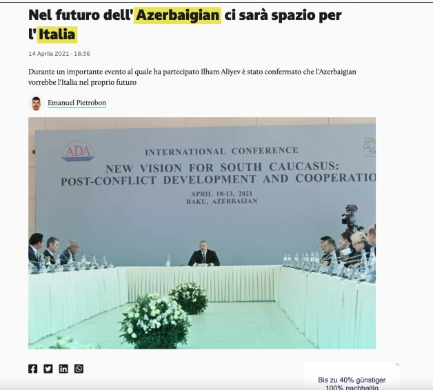 Prezidentin ADA-dakı çıxışı İtaliya mətbuatında 