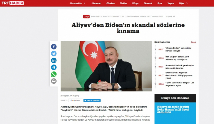   Türkische Medien begrüßen die Unterstützung des brüderlichen Aserbaidschans  